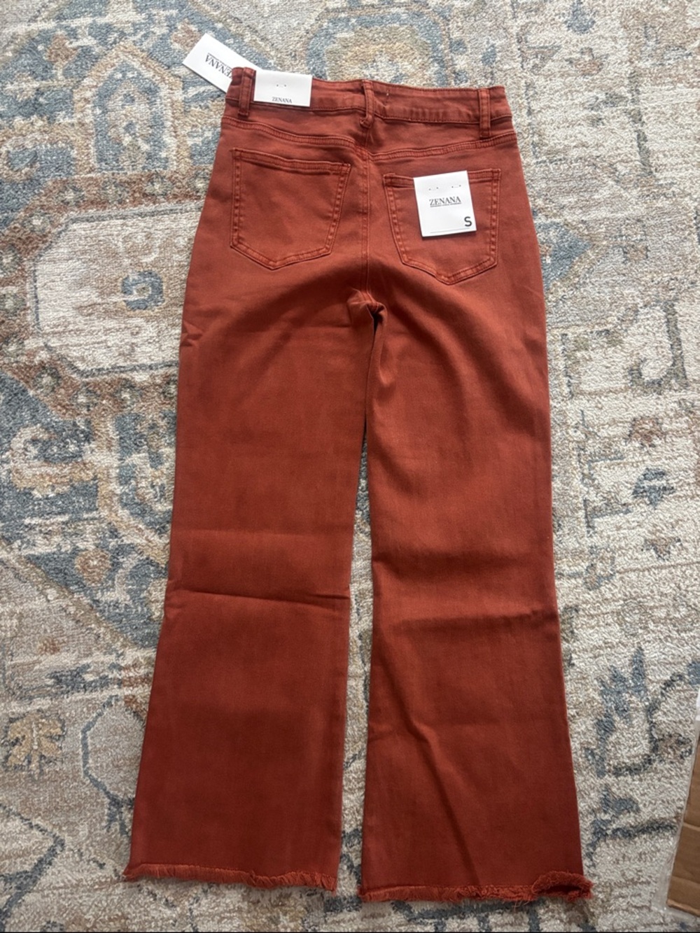 Zenana Outfitters Rust High-Rise Flare Jeans